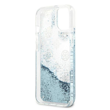 Guess Peony Liquid Glitter - Etui iPhone 13 (niebieski)