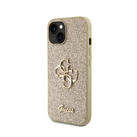 Guess Glitter Script Big 4G - iPhone 15 Case (Gold)