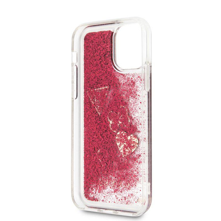 Guess Liquid Glitter Hearts - iPhone 11 Pro Tasche (Himbeere)
