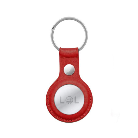 Crong Leather Case with Key Ring – Ochranné kožené pouzdro s klíčenkou pro Apple AirTag 1/2 (červené)