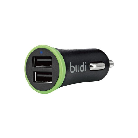 Budi - Autoladegerät 2x USB, 17W + Lightning Kabel (Schwarz)