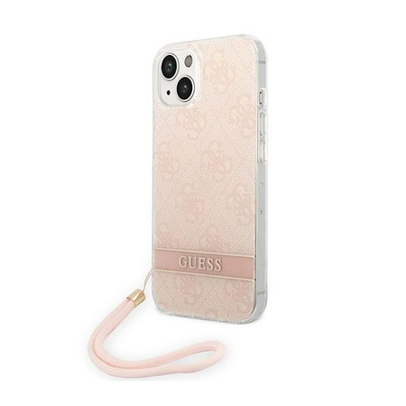 Guess 4G Print Cord - Etui avec dragonne iPhone 14 (rose)