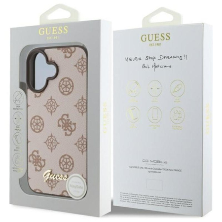 Guess Peony Script MagSafe - Coque iPhone 16 (marron)