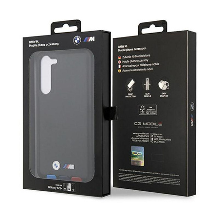 BMW Leather Hot Stamp Tricolor - pouzdro pro Samsung Galaxy S23+ (černé)