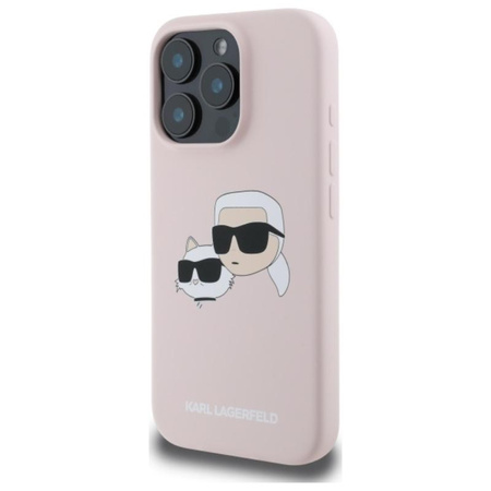 Karl Lagerfeld Silikon Double Heads Print MagSafe – Hülle für iPhone 16 Pro (rosa)