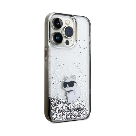 Karl Lagerfeld Liquid Glitter Choupette - Coque pour iPhone 14 Pro Max (Transparent)