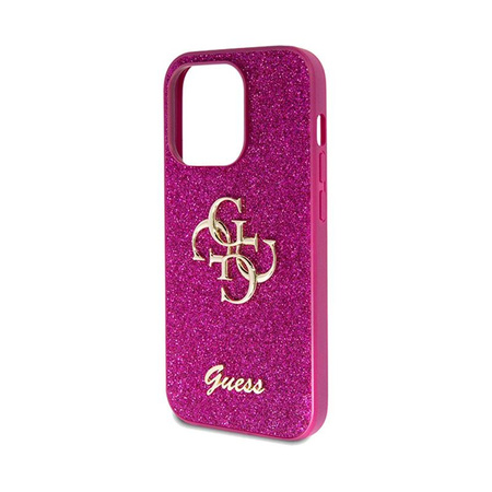 Guess Glitter Script Big 4G - Coque pour iPhone 15 Pro (violet)