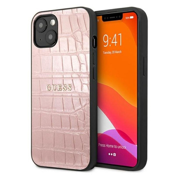 Guess Croco Stamp Lines - iPhone 13 Tasche (rosa)