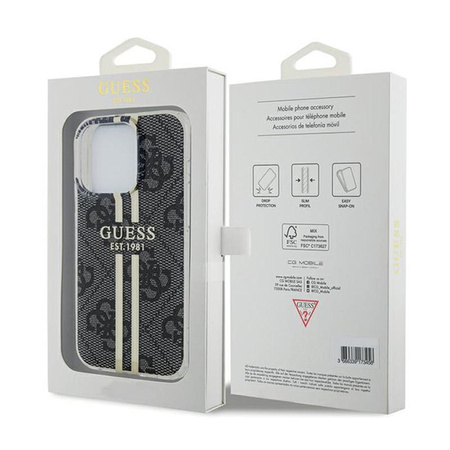 Guess IML 4G Gold Stripe - Coque iPhone 15 Pro (noir)