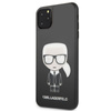 Karl Lagerfeld Double Layer Glitter Tempered Glass - Coque pour iPhone 11 Pro Max avec dos en verre (Noir)