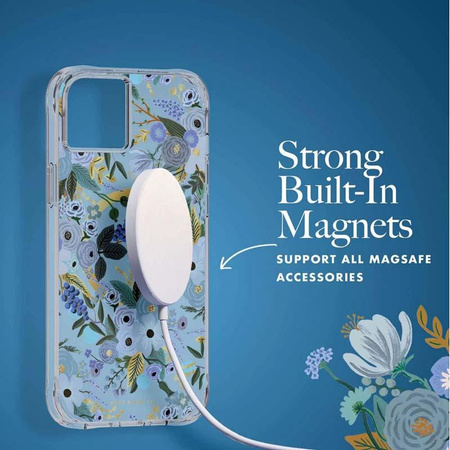 Rifle Paper Clear MagSafe - iPhone 14 Plus tok (Garden Party kék)