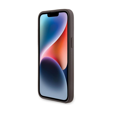 Guess 4G Collection Leather Metal Logo MagSafe - Tasche für iPhone 15 Pro (braun)