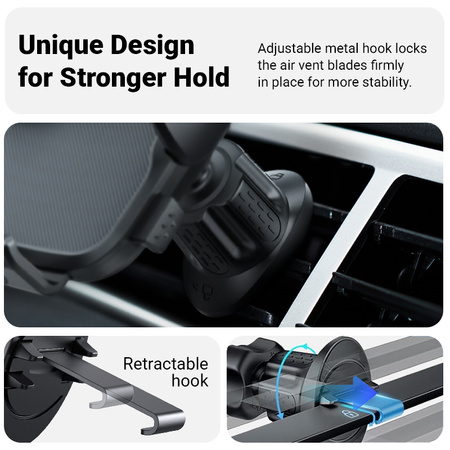 Crong Carclip Air Vent - Universal Car Air Vent Holder (Black)