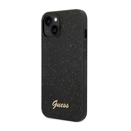Guess Glitter Flakes Metal Logo Case - Case for iPhone 14 Plus (Black)