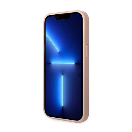 Guess Saffiano Metal Logo Stripes - iPhone 14 Plus Case (pink)
