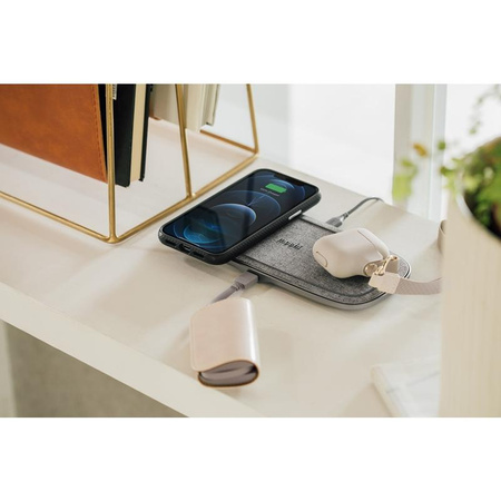 Moshi Sette Q - Duales drahtloses induktives Qi-Ladegerät für iPhone und Android (Nordisches Grau)