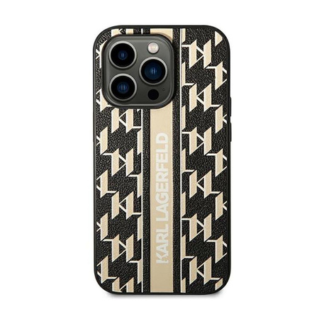 Karl Lagerfeld Monogram Stripe - iPhone 14 Pro Max Tasche (braun)