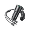 WEKOME WP-C44 Pop Digital Series - Car charger with built-in 3-in-1 USB-C / Lightning / Micro USB + 2x USB-A 33W cable (Black)