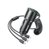 WEKOME WP-C44 Pop Digital Series - Chargeur de voiture avec câble intégré 3-en-1 USB-C / Lightning / Micro USB + 2x USB-A 33W (Noir)