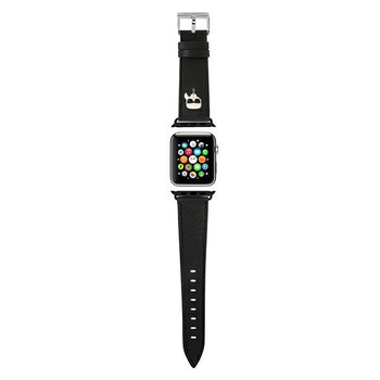 Karl Lagerfeld Saffiano Karl Head - Řemínek pro Apple Watch 42/44/45 mm (černý)
