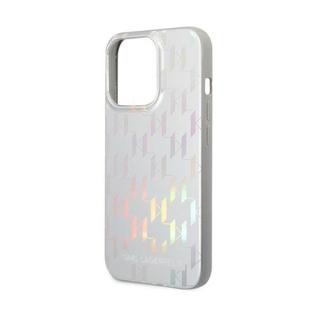 Karl Lagerfeld Monogram Iridescent - pouzdro pro iPhone 14 Pro (stříbrné)