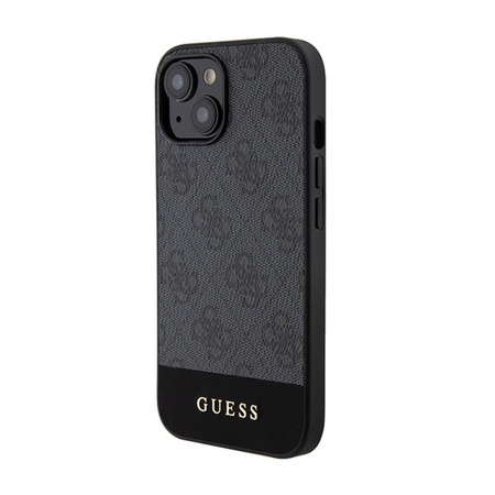 Guess 4G Bottom Stripe Metal Logo Collection - iPhone 15 Tasche (Grau)