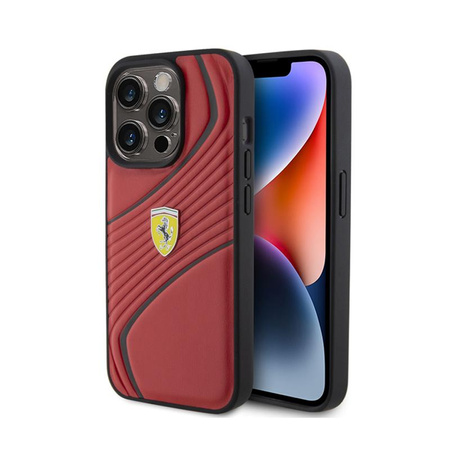 Ferrari Twist fém logó - iPhone 15 Pro tok (piros)