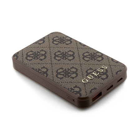 Guess 4G Leather Metal Logo - Power Bank 5000 mAh 15W (brązowy)