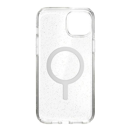 Speck Presidio Perfect-Clear with Glitter + MagSafe - iPhone 15 Plus / 14 Plus Case with MICROBAN Coating (Clear / Gold Glitter)