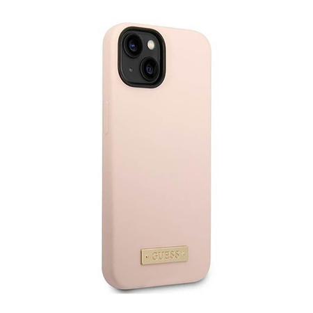Guess Silikonové pouzdro MagSafe s logem - iPhone 14 Plus (růžové)