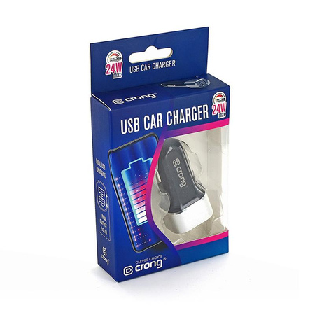 Crong Power Car Charger 24W - 2xUSB 2,4A nabíječka do auta (hliník)