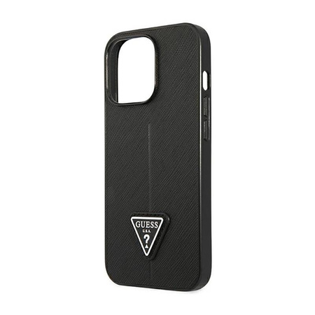 Guess Saffiano Triangle Logo Case - Coque pour iPhone 14 Pro (noir)