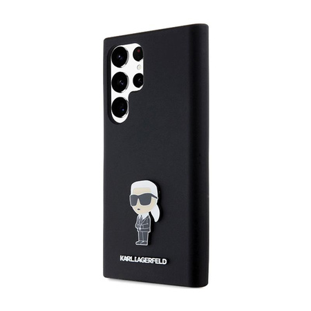 Karl Lagerfeld Silikon Ikonik Metall Pin - Samsung Galaxy S24 Ultra Tasche (schwarz)