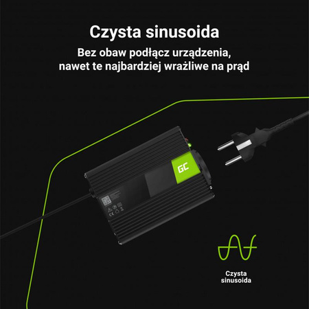 Green Cell - Przetwornica napięcia Inwerter 12V na 230V 150W/300W Czysta sinusoida