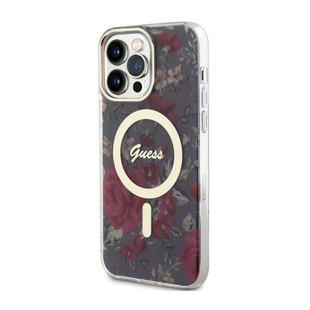 Guess Flower MagSafe - pouzdro pro iPhone 14 Pro Max (zelené)