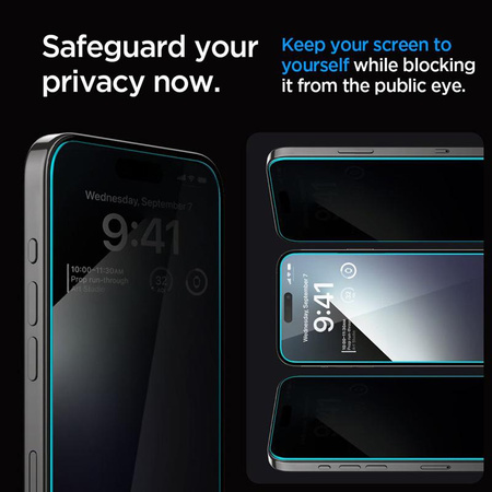Spigen GLAS.TR EZ FIT Privacy - Tvrzené sklo s filtrem soukromí pro iPhone 15 Pro