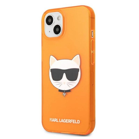Karl Lagerfeld Choupette Head - Etui pour iPhone 13 mini (orange fluo)