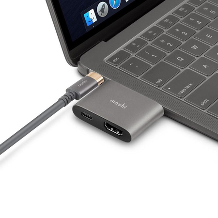 Adaptér Moshi USB-C - adaptér pro HDMI 4K a HDR s podporou 60W nabíjení Power Delivery (titanově šedý)
