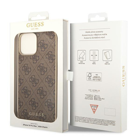 Kolekce Guess 4G Charms - pouzdro na iPhone 14 Pro (hnědé)