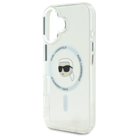 Karl Lagerfeld IML Metall Karl Head MagSafe - iPhone 16 Plus Tasche (weiß)