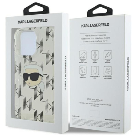 Karl Lagerfeld IML Karl Head Galvanisiert - iPhone 16 Pro Max Hülle (Transparent)