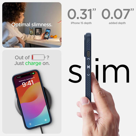 Spigen Liquid Air - pouzdro pro iPhone 15 (námořnická modrá)