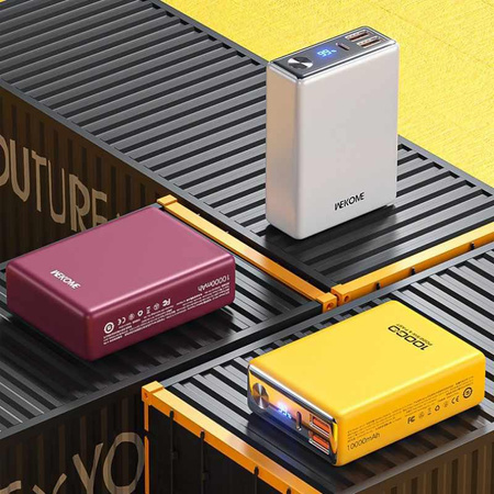 WEKOME WP-27 Tint Series - Power bank 10000 mAh Super Fast Charging USB-C PD 20W + 2x USB-A QC3.0 22.5W (Yellow)