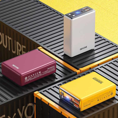 WEKOME WP-27 Tint Series - Banque d'alimentation 10000 mAh Chargement Super Rapide USB-C PD 20W + 2x USB-A QC3.0 22.5W (Jaune)