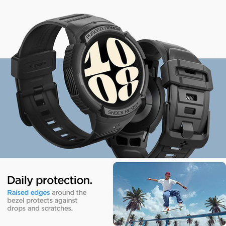 Spigen Rugged Armor Pro - Bracelet + étui pour Samsung Galaxy Watch 6 40 mm (Noir)