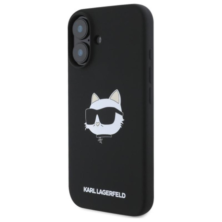 Karl Lagerfeld Silicone Choupette Head Print MagSafe – Pouzdro iPhone 16 (černé)