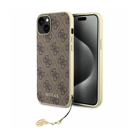 Guess 4G Charms Collection - Coque pour iPhone 15 (marron)