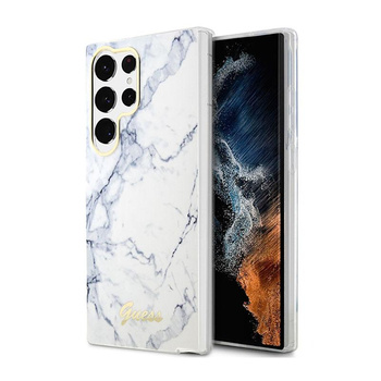Guess Marble Collection - Samsung Galaxy S23 Ultra tok (fehér)