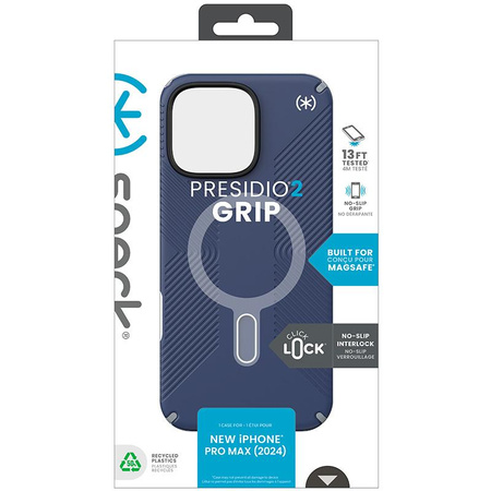 Speck Presidio2 Grip ClickLock & MagSafe - iPhone 16 Pro Max Case (Coastal Blue / Dust Grey / White)