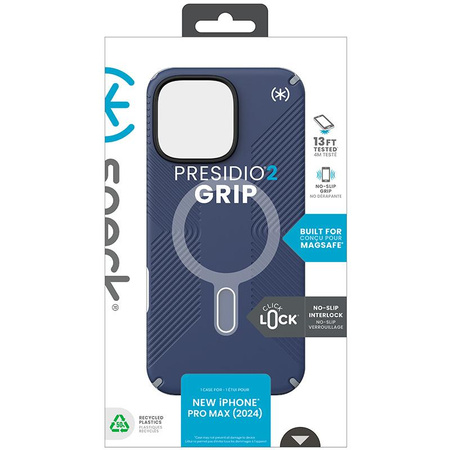 Speck Presidio2 Grip ClickLock & MagSafe - iPhone 16 Pro Max Hülle (Küstenblau / Staubgrau / Weiß)